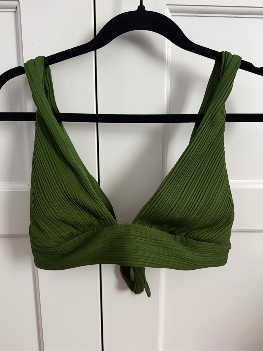 Robin Piccone Lily Ribbed Halter Olive Green Bikini (Both Pieces) Size M